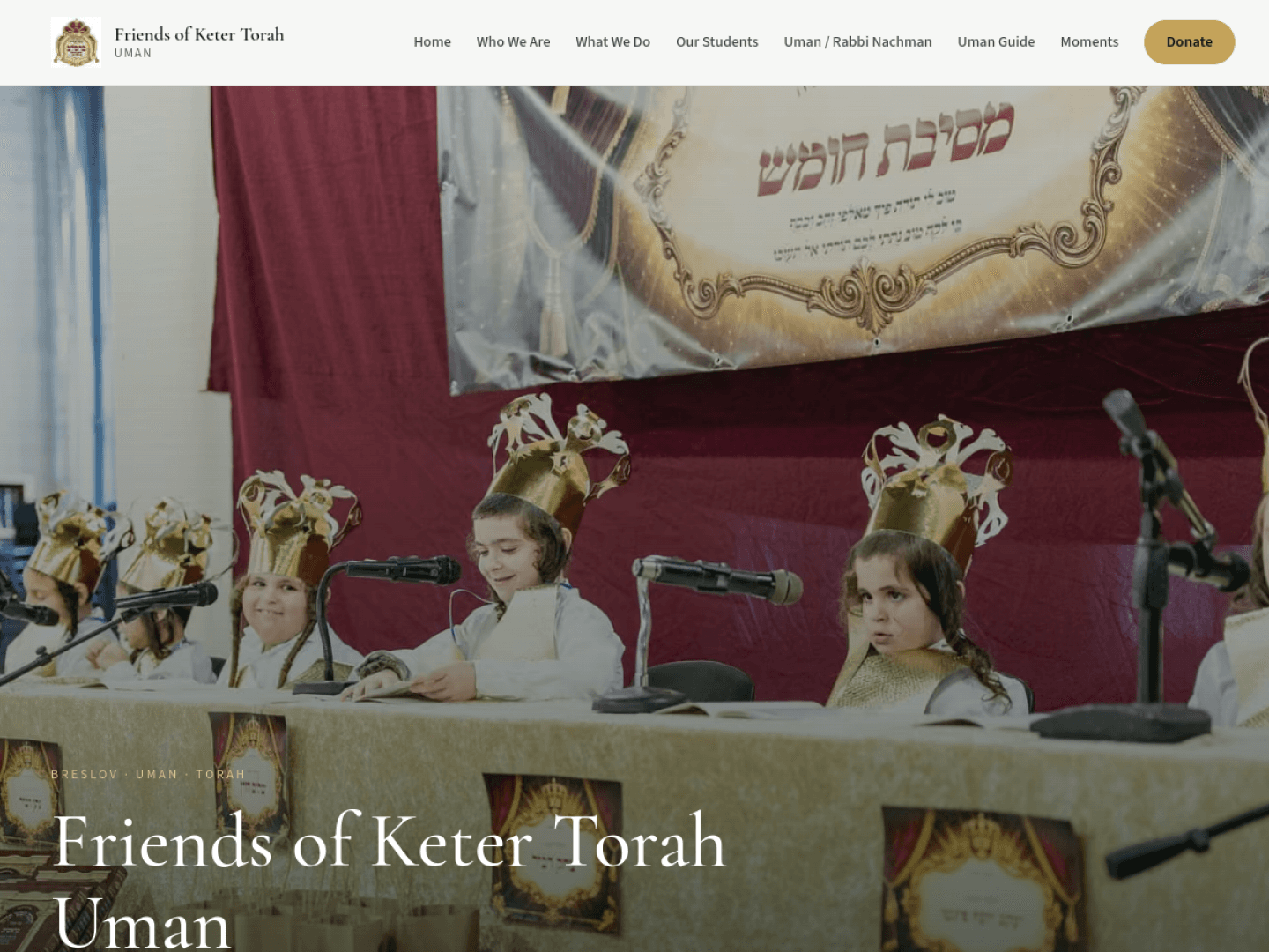 Live homepage of Friends of Keter Torah Uman